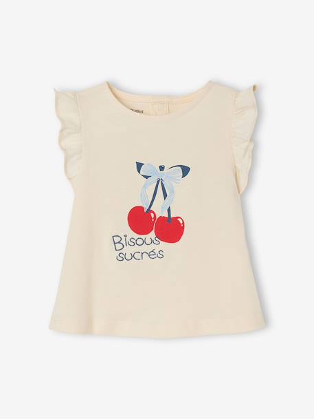 Fancy Pattern T-Shirt in Organic Cotton for Girls ecru - vertbaudet enfant 