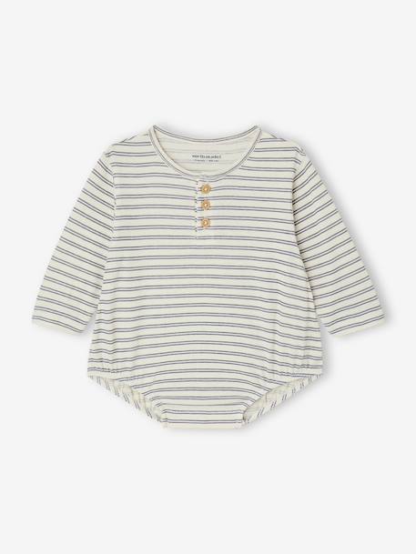 Striped baby boy bodysuit ecru - vertbaudet enfant 