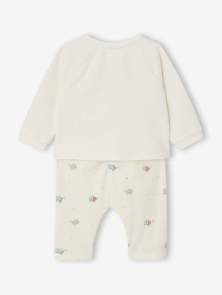 Baby sweatshirt and trouser set ecru+pale pink - vertbaudet enfant 