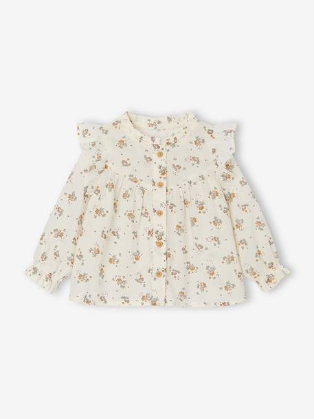 Blouse à volants bébé rose+vanille+vert de gris - vertbaudet enfant 