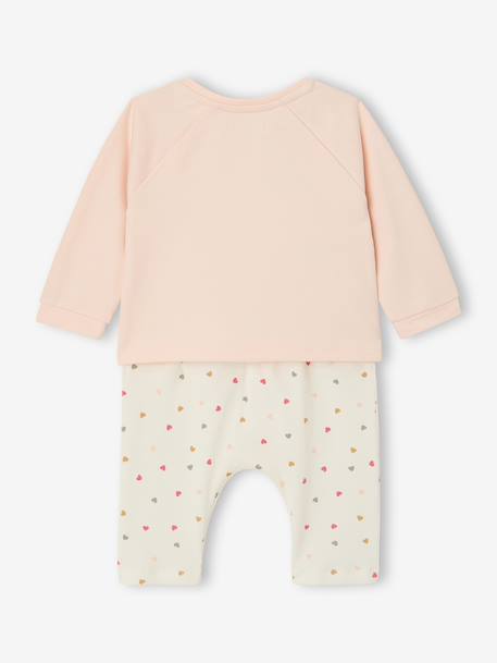 Baby sweatshirt and trouser set ecru+pale pink - vertbaudet enfant 