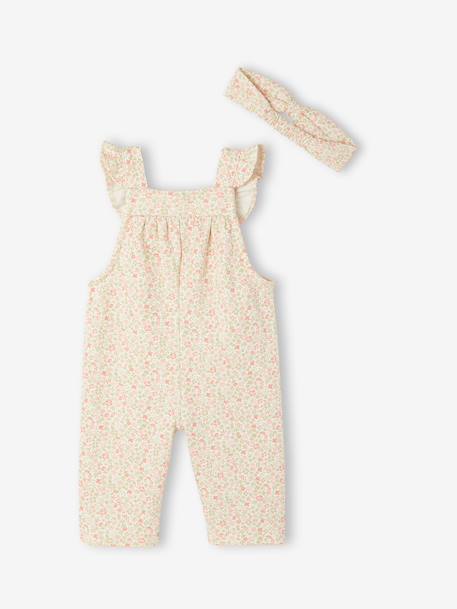 Fleece Dungarees + Headband for Babies ecru+vanilla - vertbaudet enfant 