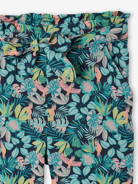 Pantalon fluide imprimé fleurs fille marine+rouge+vert émeraude - vertbaudet enfant 