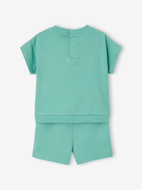 Mickey Mouse Shorts & T-Shirt Set for Babies mint green - vertbaudet enfant 