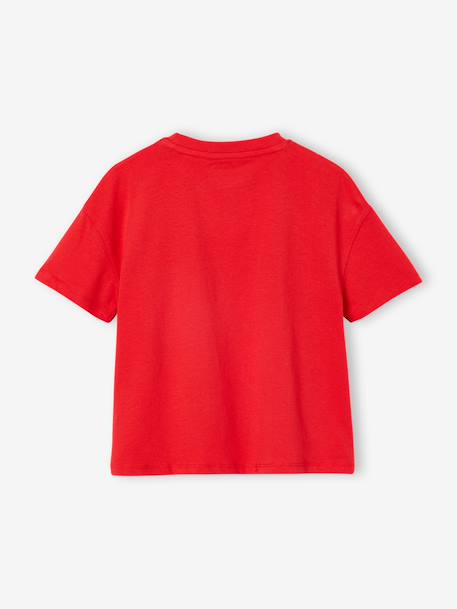 Tee-shirt fille motif poitrine manches courtes abricot+rose bonbon+rouge - vertbaudet enfant 