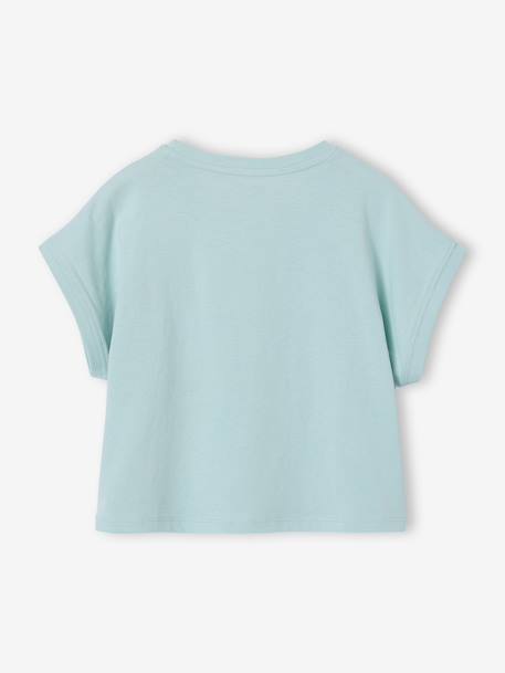 T-Shirt with Sequinned Motif, for Girls aqua green+ecru+lilac - vertbaudet enfant 