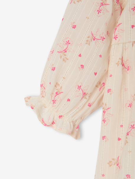 Baby girl's dress in cotton gauze ecru - vertbaudet enfant 