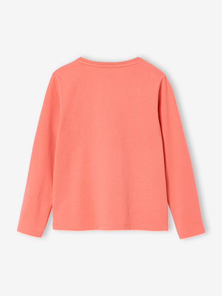 Basics Long Sleeve Top for Girls, Glittery Heart anthracite+coral+ecru+rosy - vertbaudet enfant 