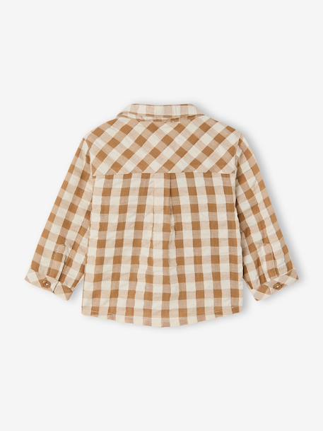 Chemise bébé garçon gaze de coton carreaux beige - vertbaudet enfant 