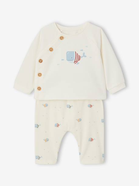 Baby sweatshirt and trouser set ecru+pale pink - vertbaudet enfant 