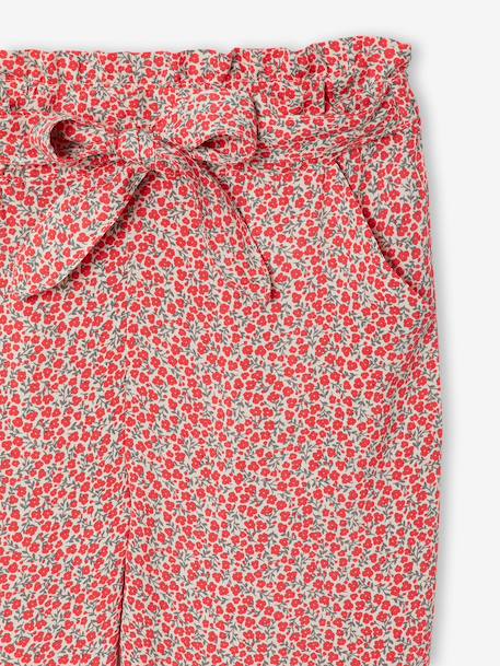 Pantalon fluide imprimé fleurs fille marine+rouge+vert émeraude - vertbaudet enfant 