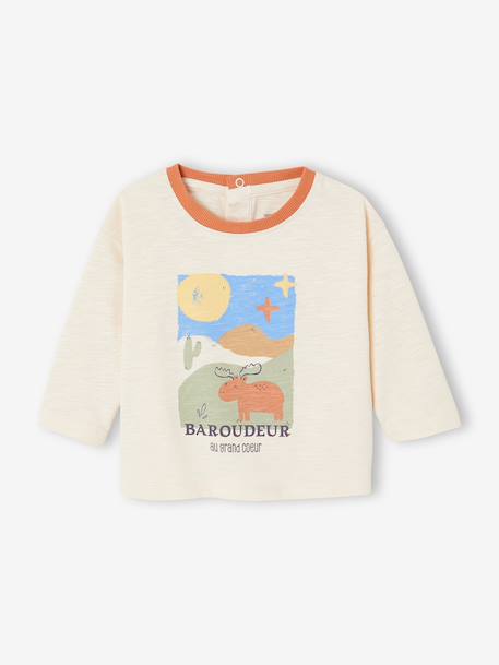 Long-Sleeved T-Shirt for Boys ecru - vertbaudet enfant 