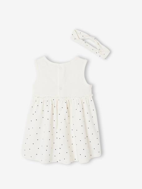 Dress & Matching Headband, for Babies beige+Light Green/Print+rosy - vertbaudet enfant 