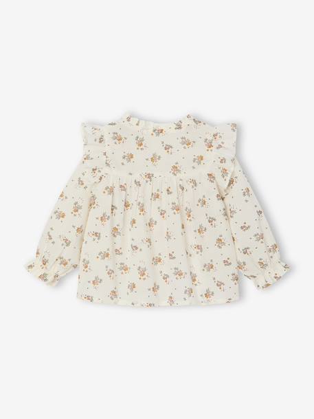 Ruffled Blouse for Babies grey green+rose+vanilla - vertbaudet enfant 