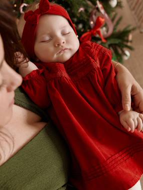 3-Piece Christmas Set for Newborns: Dress + Headband + Tights - vertbaudet enfant -3-Piece Christmas Set for Newborns: Dress + Headband + Tights