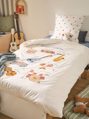 -Parure housse de couette + taie d'oreiller enfant MUSIQUE LEXIQUE avec coton recyclé
