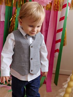 -Ensemble bébé garçon chemise noeud pap gilet 