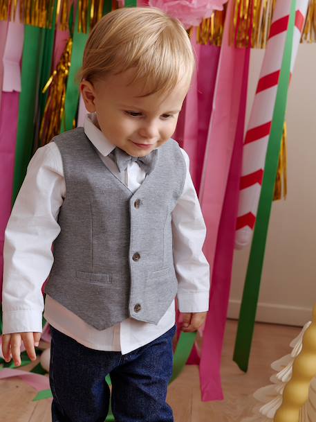 Ensemble bébé garçon chemise noeud pap gilet blanc - vertbaudet enfant 