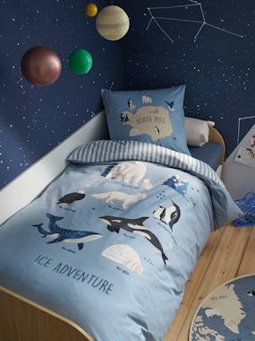 -Parure housse de couette + taie d'oreiller enfant PÔLE NORD, avec coton recyclé