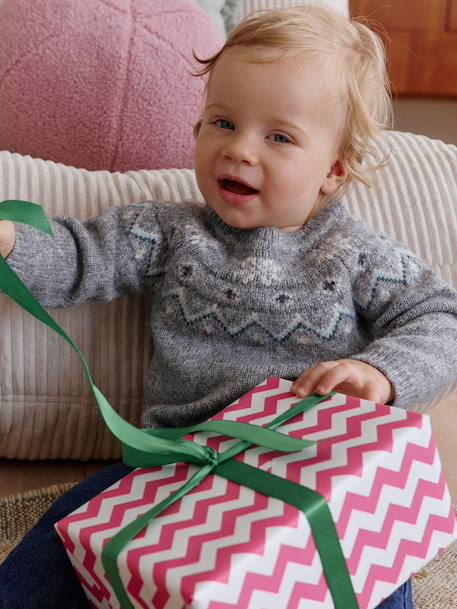 Baby Christmas jacquard jumper from the family capsule collection marl grey - vertbaudet enfant 