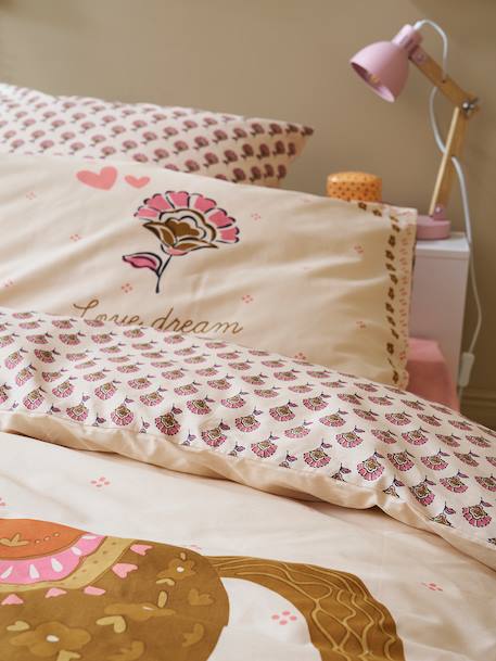 Duvet Cover + Pillowcase Set, with Recycled Cotton, ARIZONA DREAM printed white - vertbaudet enfant 