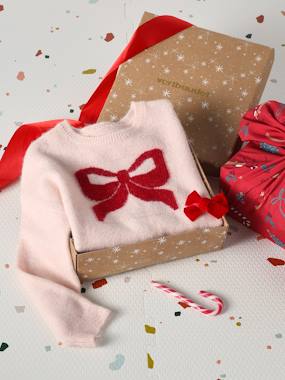 Girls-Cardigans, Jumpers & Sweatshirts-Jumpers-Christmas Gift Box with Jacquard Knit Reindeer Jumper + 2 Scrunchies for Girls
