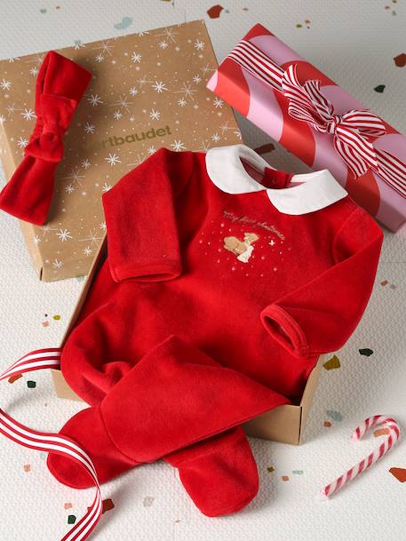 Christmas Set: Sleepsuit + Headband red - vertbaudet enfant 