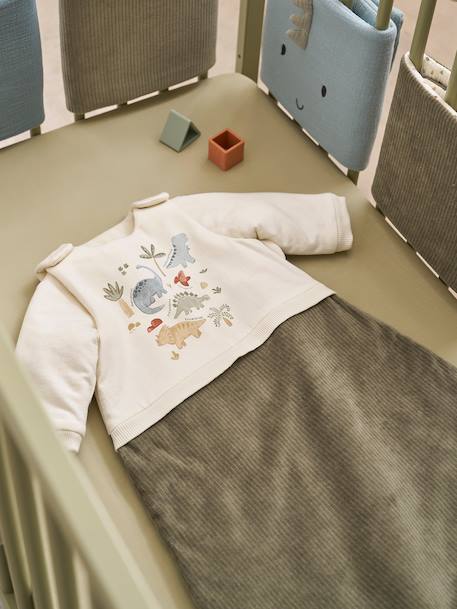 Dual-Fabric Sleeping Bag with Detachable Sleeves, MINISAURUS olive - vertbaudet enfant 