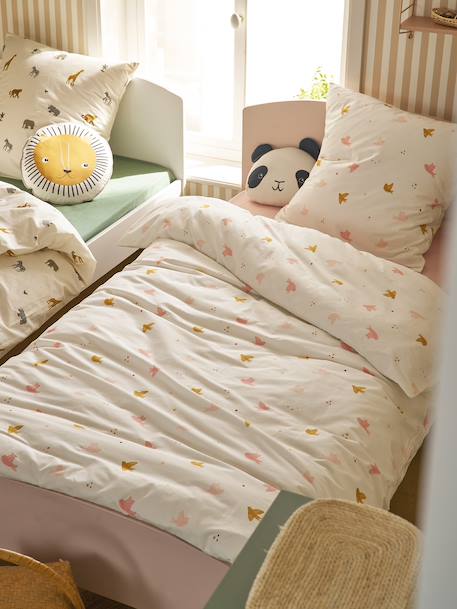 Duvet cover set + essential children's HIRONDELLES pillowcase, with recycled cotton printed white - vertbaudet enfant 