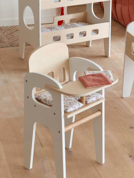 High Chair  in FSC®100% Wood for Dolls white+wood - vertbaudet enfant 