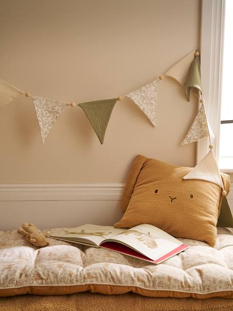 Garland of cotton gauze flags cinnamon+sage green - vertbaudet enfant 