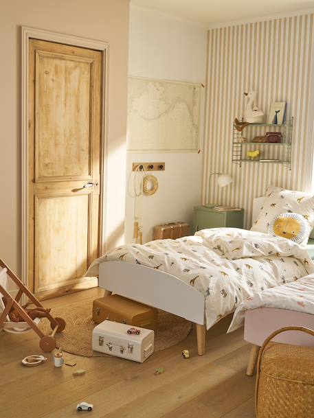 Essential WILD ANIMALS duvet cover set + pillowcase for children, with recycled cotton printed white - vertbaudet enfant 