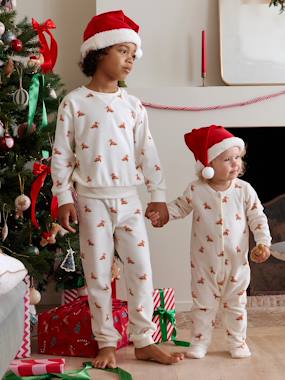 Fille-Pyjama, surpyjama-Ensemble enfant noël pyjama mixte bonnet capsule fratrie