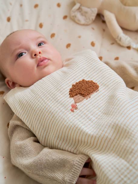 Gigoteuse en gaze de coton HÉRISSON rayé beige - vertbaudet enfant 