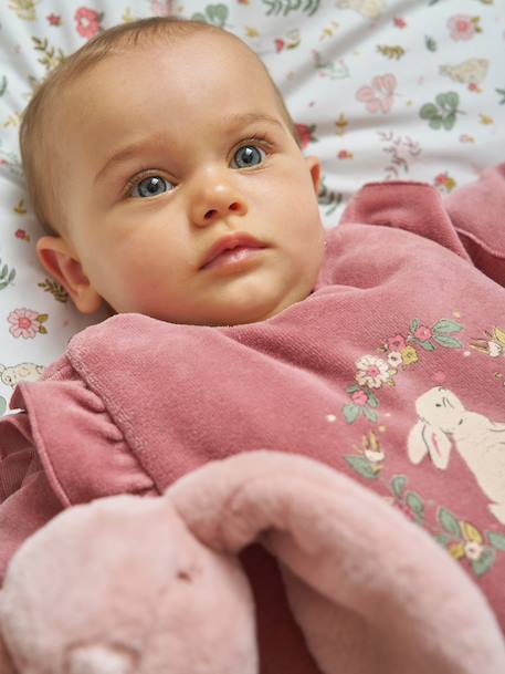 Baby sleeping bag with detachable long sleeves, ENCHANTED RABBIT old rose - vertbaudet enfant 
