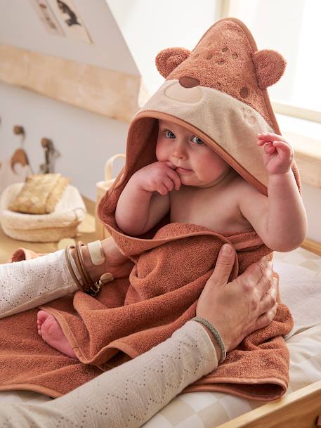 Bath Cape + Mitt, with Recycled Cotton, HEDGEHOG rust - vertbaudet enfant 