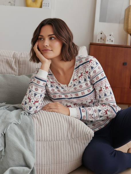 Christmas family 2-piece pyjamas for women night blue - vertbaudet enfant 