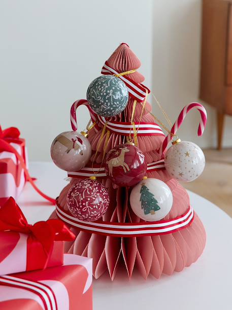 Coffret 6 boules de Noël 3D rouge imprimé - vertbaudet enfant 
