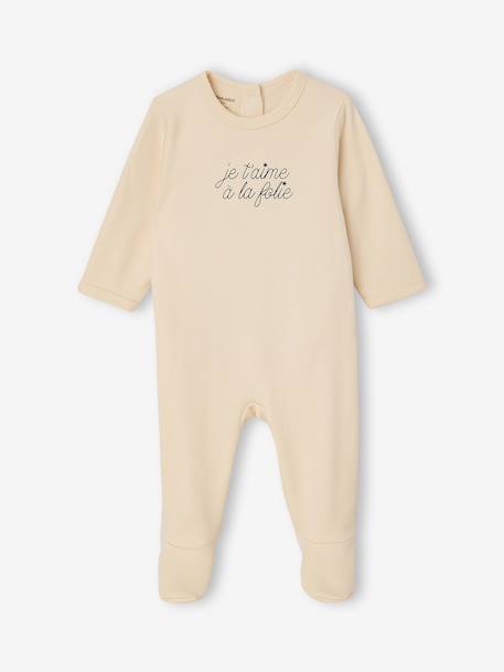 Pack of 3 Organic Cotton Sleepsuits for Babies beige+ecru+sage green - vertbaudet enfant 