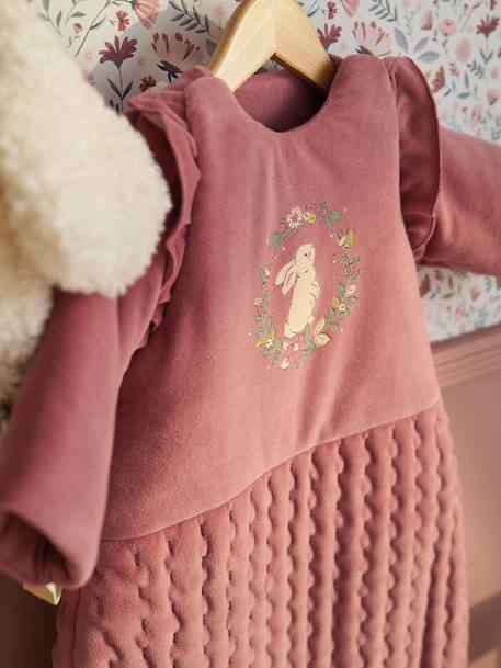 Baby sleeping bag with detachable long sleeves, ENCHANTED RABBIT old rose - vertbaudet enfant 