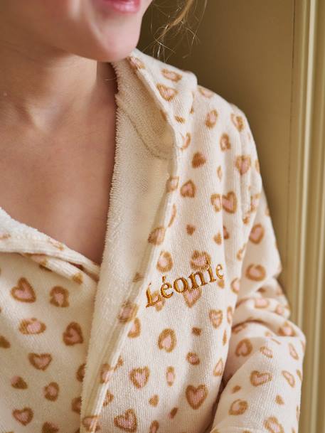 Peignoir enfant personnalisable Léopard, avec coton recyclé blanc imprimé - vertbaudet enfant 