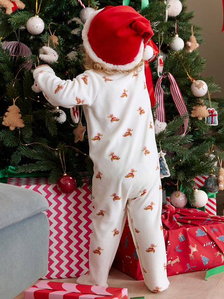 Footed Jumpsuit & Beanie Combo, Christmas Capsule Collection ecru - vertbaudet enfant 