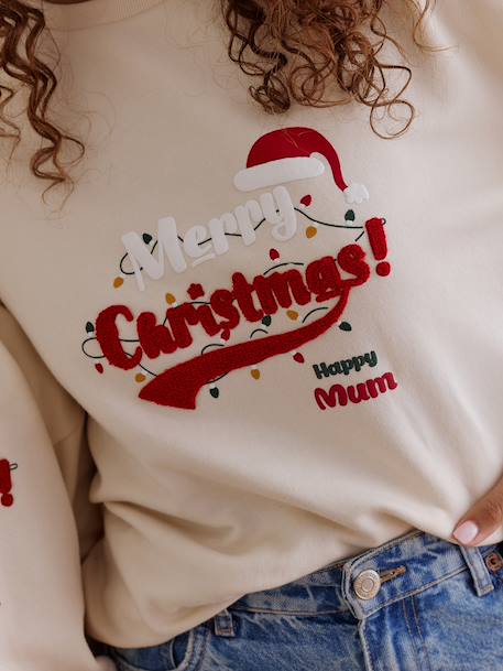 Christmas family capsule women's sweatshirt vanilla - vertbaudet enfant 