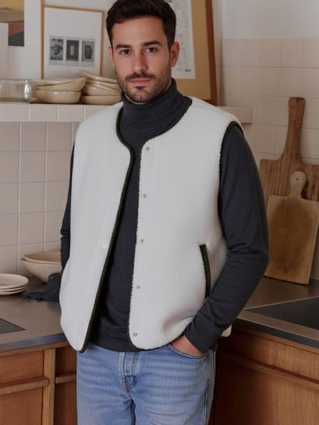 Men's reversible cardigan from the family capsule collection ecru - vertbaudet enfant 