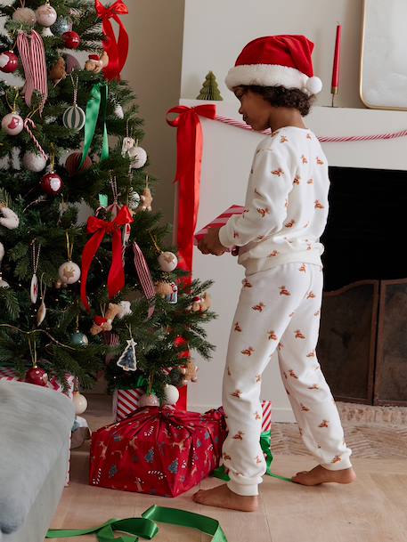 Unisex Velour Pyjamas & Beanie Set, Christmas Capsule Collection ecru - vertbaudet enfant 