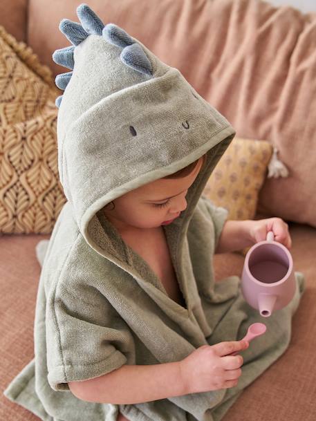 Poncho de bain bébé avec coton recyclé personnalisable Animal beige+ocre+olive+rose pâle - vertbaudet enfant 