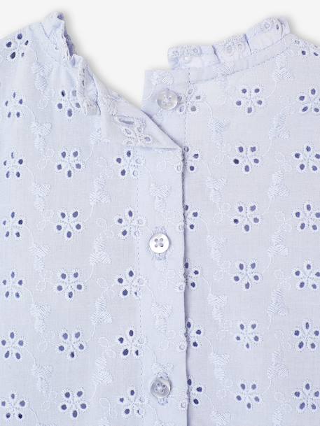 Blouse in Broderie Anglaise for Babies sky blue+sweet pink+white - vertbaudet enfant 