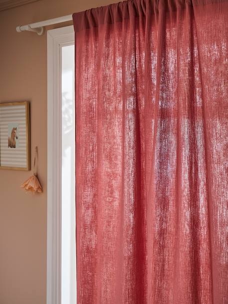 Semi-sheer Rod Pocket Curtain in Cotton Gauze cinnamon+ecru+grey blue+rose+rosy+sage green+white - vertbaudet enfant 