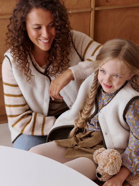 Gilet mixte sans manches réversible capsule famille écru - vertbaudet enfant 
