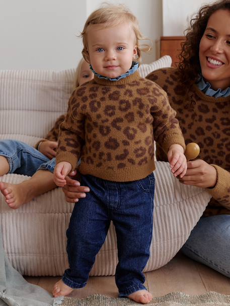 Leopard chambray baby jumper brown - vertbaudet enfant 